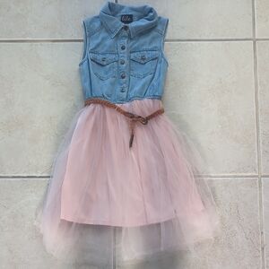 Lilt Denim Jean and Pink Tulle Dress Girls Size 7